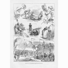 GRANVILLE France Scenes with the Tourists - Antique Print 1879