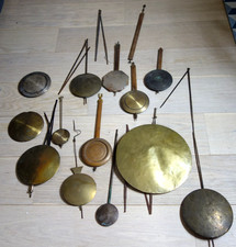 lot de balancier d'horloge comtoise et carillon , fer , bois et bronze