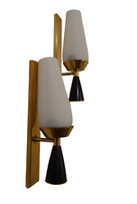 VINTAGE ITALIAN BRASS MILKGLASS SCONCES 50s ERA LOUIS KALFF ETC ... MID CENTURY