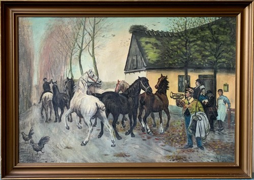 Huile sur toile maison - huile,