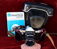 CLEAN VINTAGE HANIMEX PRAKTICA SUPER TL CAMERA W/50 1.8 GORLITZ LENS & CASE
