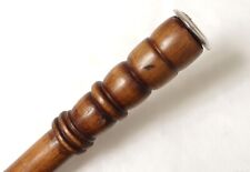 19th Century Antique Cane Antique Silver Head Wood Game Box System Rod