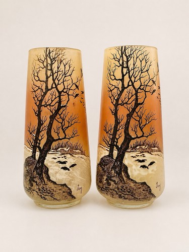 Paire vases verre - vases, en