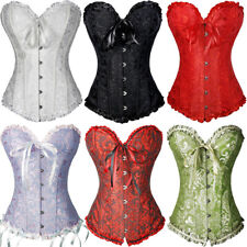 Women Plus Size Boned Brocade Overbust Corset Bustier Top Waist Training Cincher