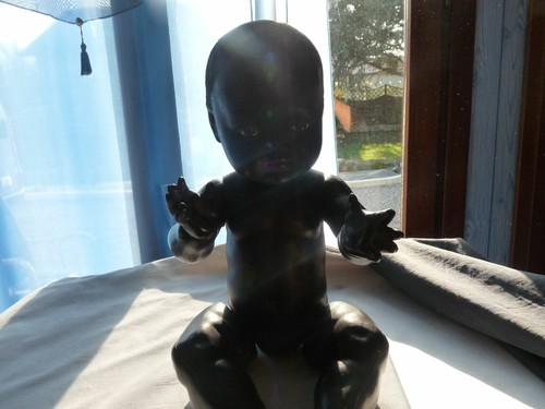 Antique black celluloid doll - celluloid,