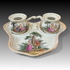 Helena Wolfsohn Porcelain Double Inkwell and Plate, 1879-1880