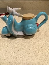 TEA/COFFEE POT - MOTORCYCLE STYLE - COLOR BLUE WITH GRAY ACCENTS - BY BLUE SKY