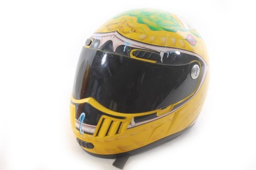 Ancien casque moto jaune - moto,