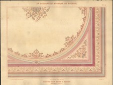 1900 Large Lithograph Art Nouveau Dining Room Ceiling Decoration