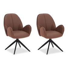 Lot de 2 chaises de salle à manger rembourrée pivotante à accoudoirs Homestyle4u