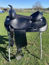 Used 16" wide Wintec black synthetic leather Western saddle