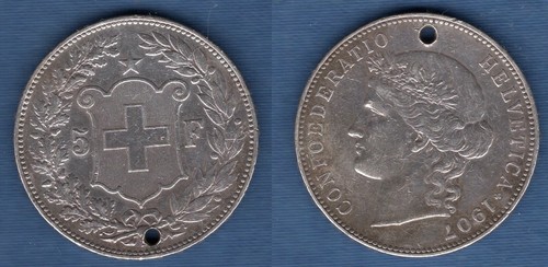 Suisse francs 1907 argent - argent, tb