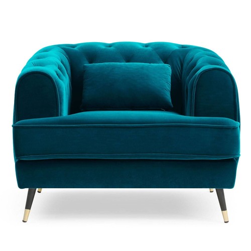 Fauteuil capitonné velours - fauteuil,