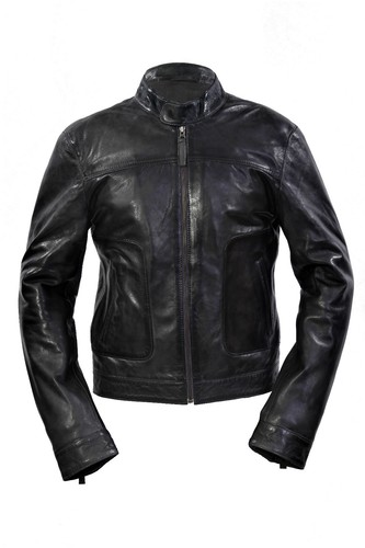 Veste cuir agneau grise - cuir, d'agneau