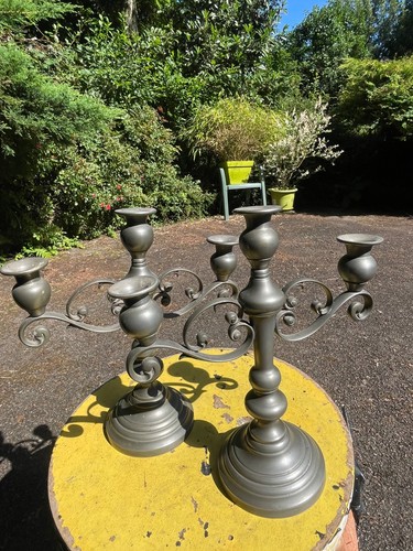Paire chandelier étain - chandelier, en