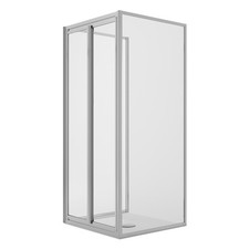 CABINE DE DOUCHE 3 CÔTÉS 90X90X90CM SALOON 2 PORTES PIVOTANTES TRANSPARENT H198
