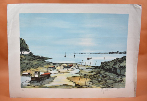 Lithographie xxème bateaux - -,