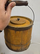 Antique 18th/19th Century Firkin Mince Meat Bucket. Primitive Wood. Sugar/flour