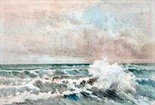 Hippolyte PRADELLES (1824-1913) - La Vague - Aquarelle - Proche Courbet & Corot