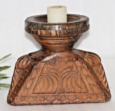 Porte-Bougie Ancien En Bois