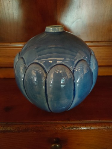 Vase boule bleu art - déco, st