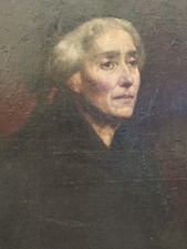 Oil painting on canvas portrait of woman 19th century