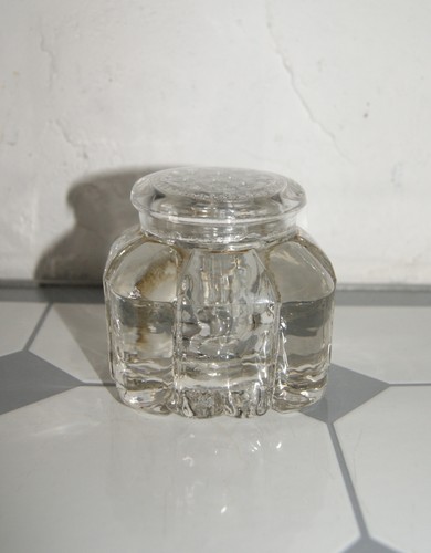 Ancien encrier verre moulé - ancien,