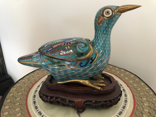 Cloisonne oiseau brule parfum - oiseau,