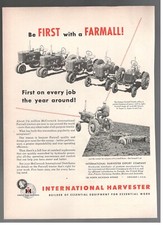Tracteurs Farmall IH INTERNATIONAL HARVESTER Publicité 1952 Originale 1 Page