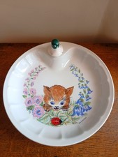 Limoges Porcelain Cat Hot Mouth Plate - Vintage 
