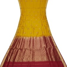 Sari Vintage Jaune 100% Soie
