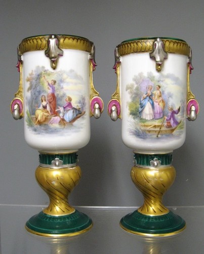 Paire vases vieux paris - de,