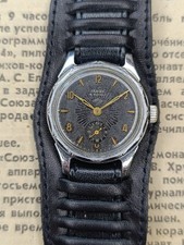 Vintage Old Soviet watch Majak Maiak RARE PChZ 16 jewels Black Dial USSR 1950s