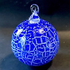 ANTIQUE MEISENTHAL BLUE MARBLED GLASS CHRISTMAS OR FORGIVENESS BALL OR FORGIVENESS DECOR?