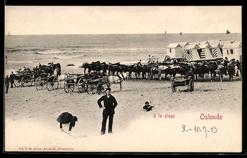 Cpa ostende plage - la,