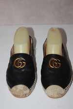 GUCCI Espadrilles Sneakers GG Cuir Matelassé Noir Taille 36 BE