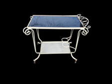 ANTIQUE FRENCH WROUGHT IRON ART DECO TROLLEY TEA CADDY CART CHARIOT MATEGOT TYLE