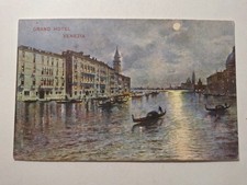 Venice Grand Hotel and Gondolas on the Grand Canal - Vintage Postcard »