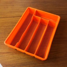 Vintage Antique Orange Plastic 5 Compartment Cutlery Rack 1960s-70s