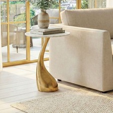 Table d'appoint 45cm Or Marbre