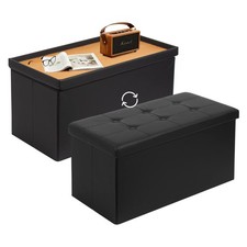 Coffre de Rangement avec 2 en 1 Couvercle, Banc de Rangement Pliable Similicu...