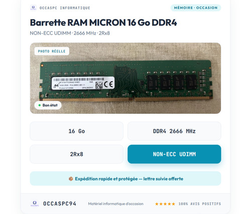 Barrette mémoire ram micron - ram,