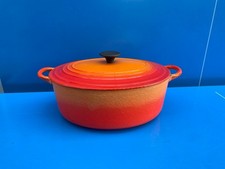 Le Creuset Grande Cocotte EN Fonte OVALE Vintage MODELE N°F ORANGE ø 30 CM