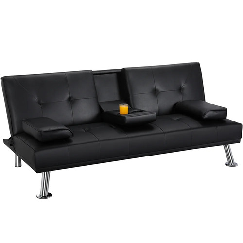 Faux leather futon sofa bed - faux,