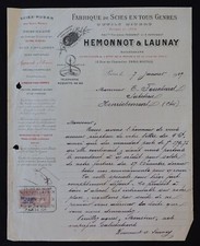 Billhead Invoice PARIS 1919 Band Saw HEMONNOT & LAUNAY Illustrated 130