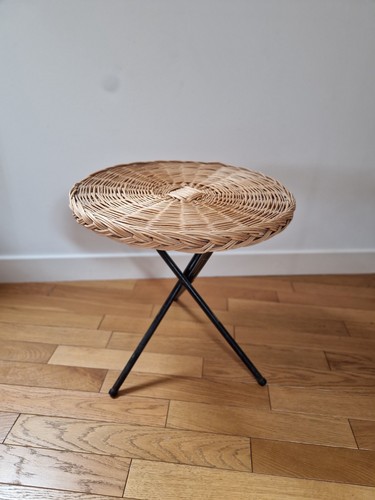 Gueridon vintage rotin - vintage,