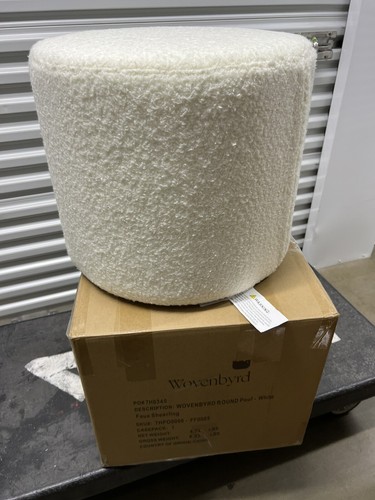 Round pouf ottoman white - round,