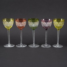 Set of 5x 7 ½" Wine Glasses, Boris Pattern by Val Saint Lambert