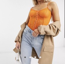 Femme Luxe corset detail lace body in orange Uk 8 RRP£48