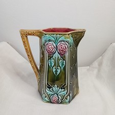 Antique Onnaing Earthenware Slipper Pitcher No.771 Art Nouveau Majolica